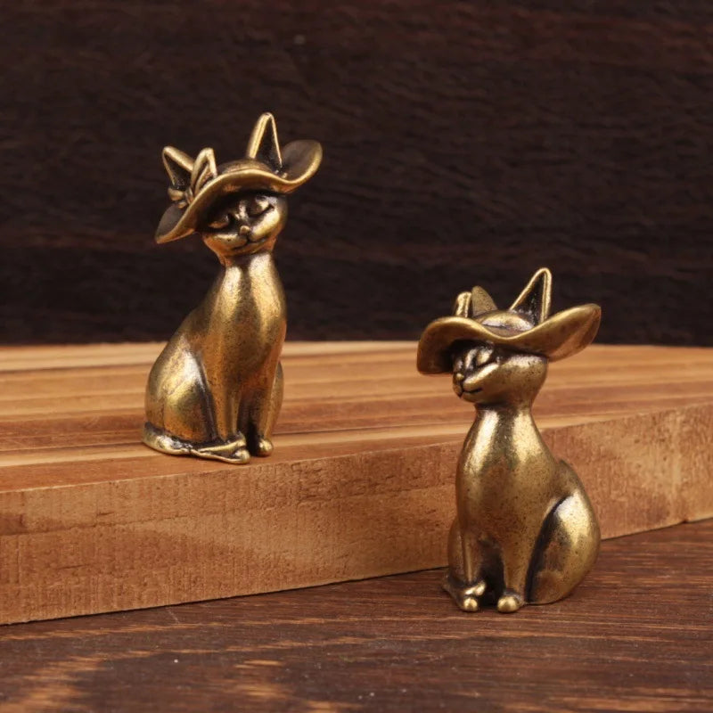 Brass Cat with Hat