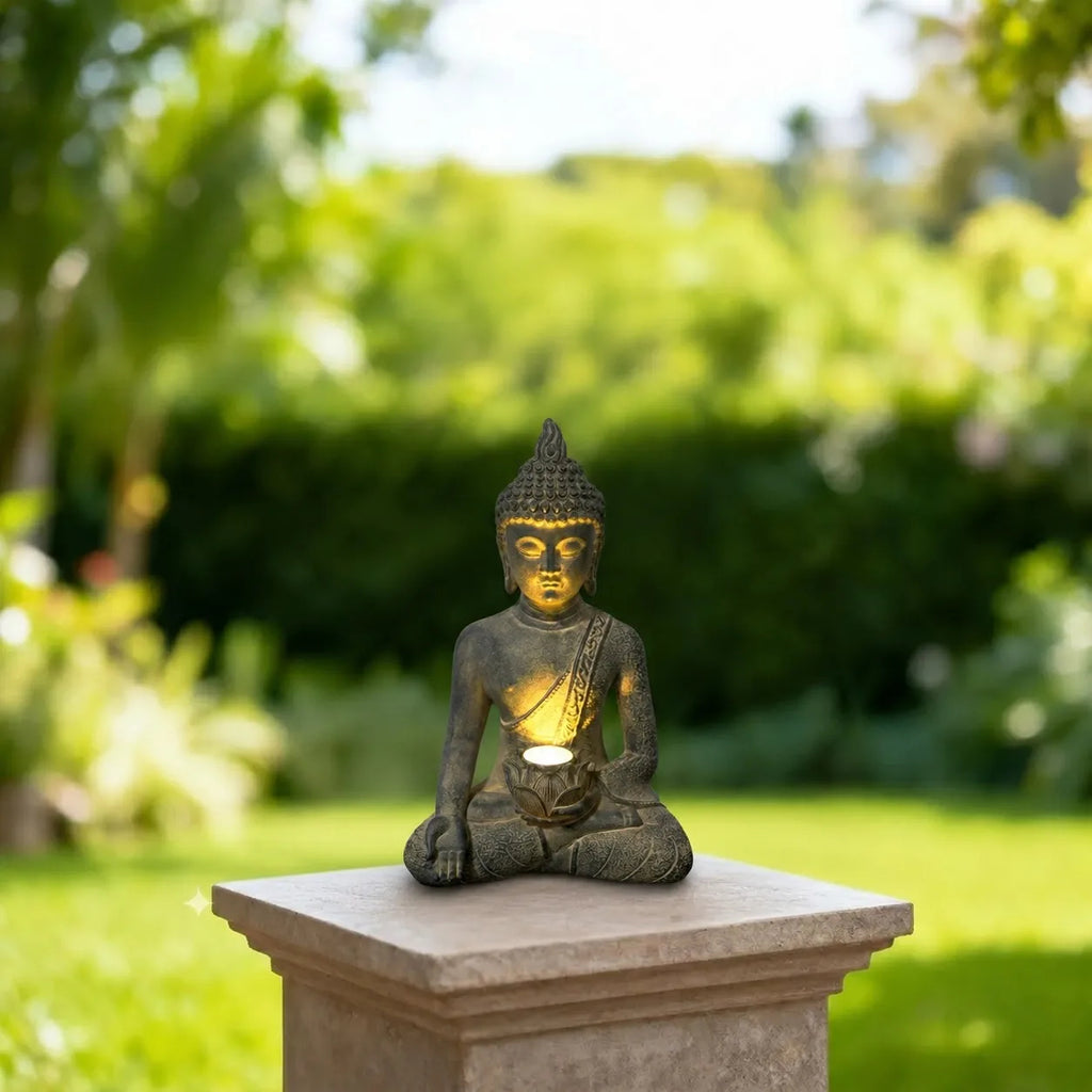 Meditating Buddha Statue - Solar Light