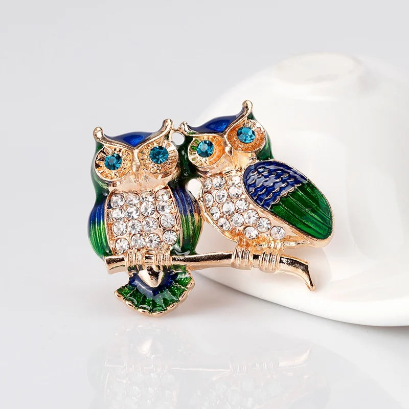 The Two Wise Owls Brooch