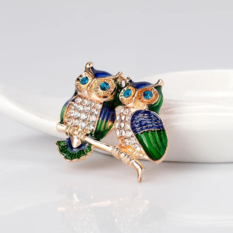 The Two Wise Owls Brooch