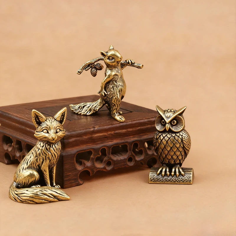 Brass Squirrel with Acorn Branch