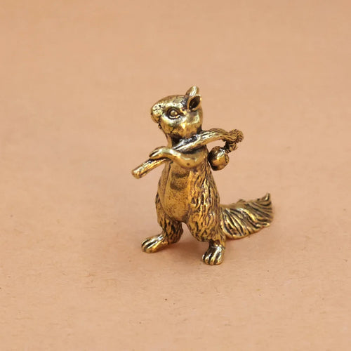Bronze Squirrel with Acorn Branch