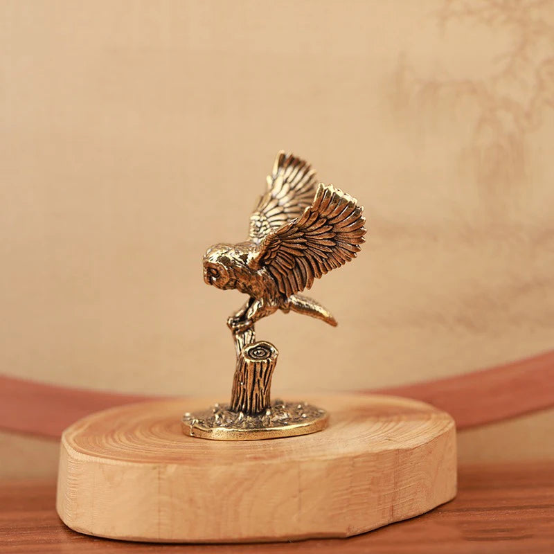 Brass Owl Perched on Branch
