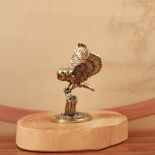 Brass Owl Perched on Branch