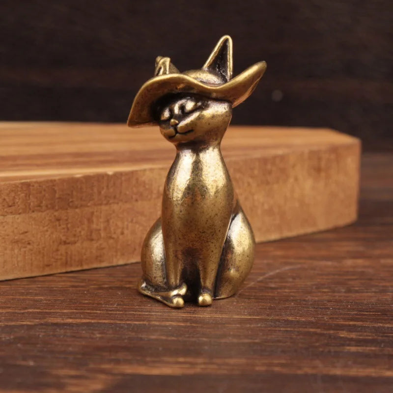 Brass Cat with Hat