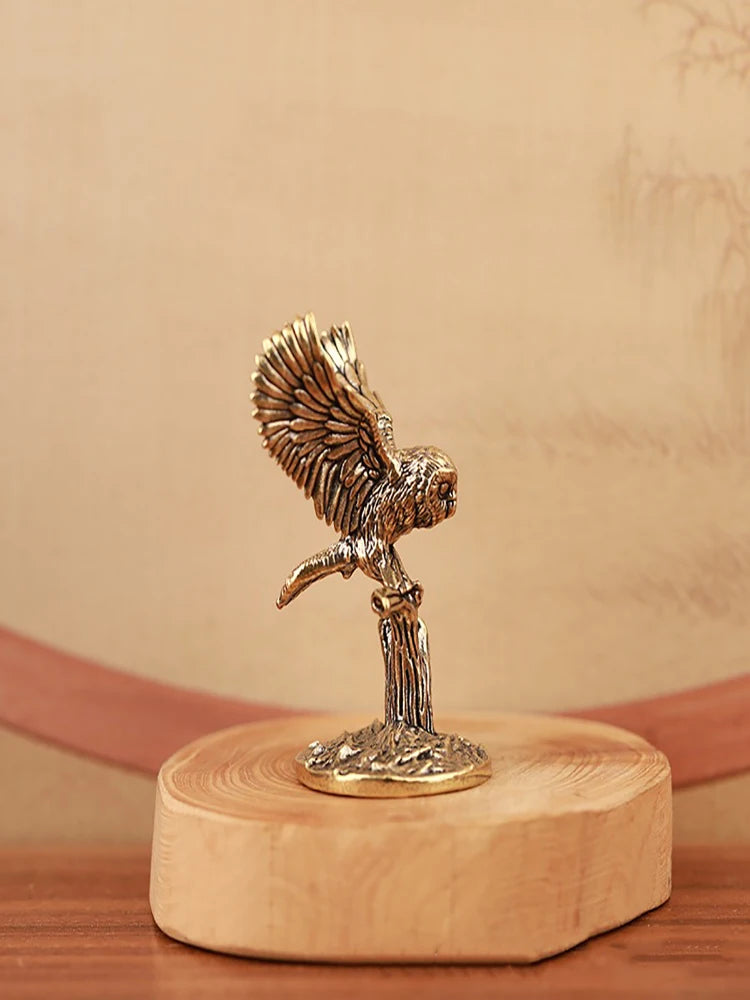 Brass Owl Perched on Branch