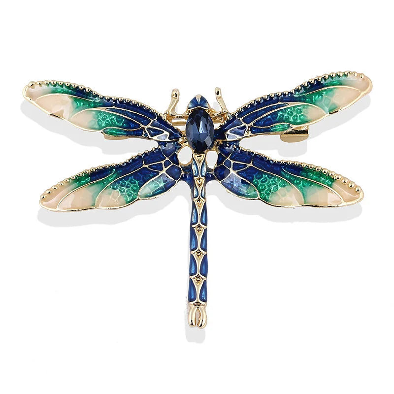 The Painted Dragonfly Brooch in blue and green