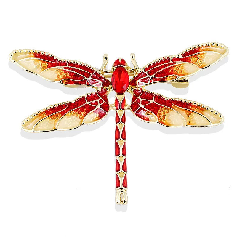 The Painted Dragonfly Brooch in red