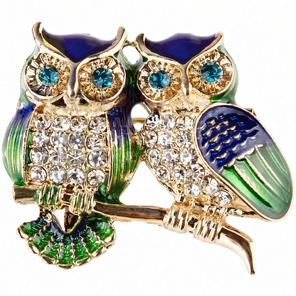 The Two Wise Owls Brooch