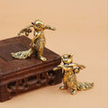 Brass squirrel duo tea pet ornament