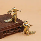 Brass squirrel duo tea pet ornament