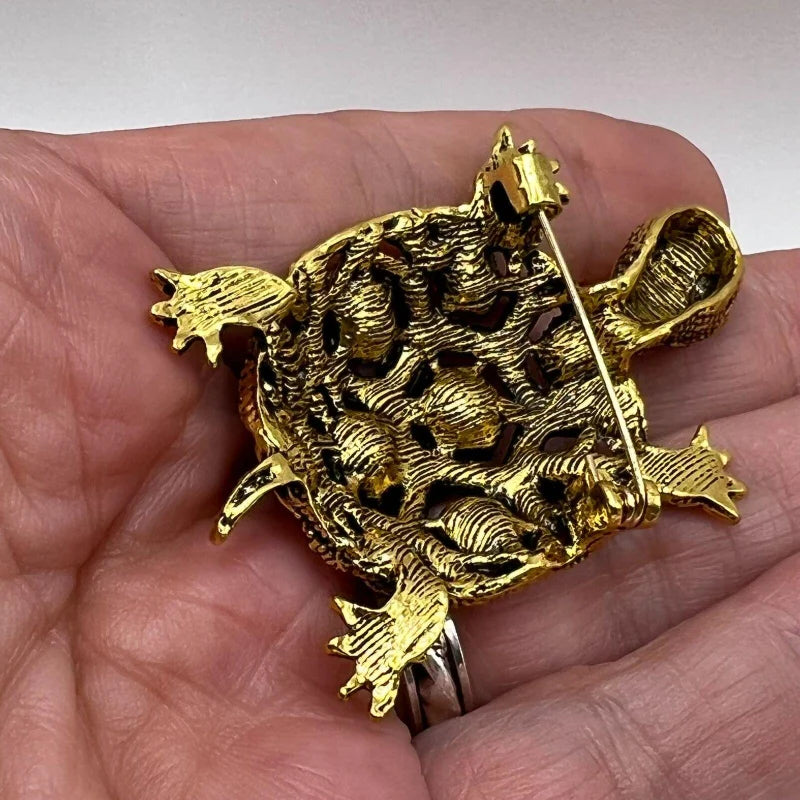 The Treasure Tortoise Brooch, back showing the pin fastening
