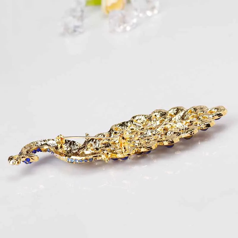 The Sapphire Peacock Brooch, side view