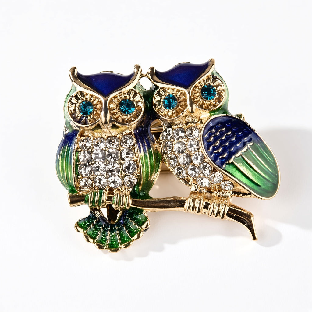 The Two Wise Owls Brooch