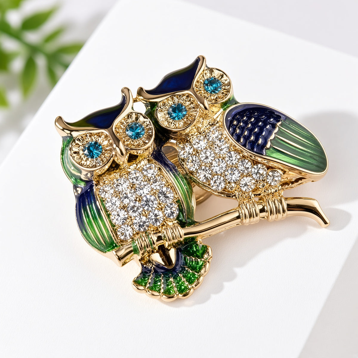 The Two Wise Owls Brooch